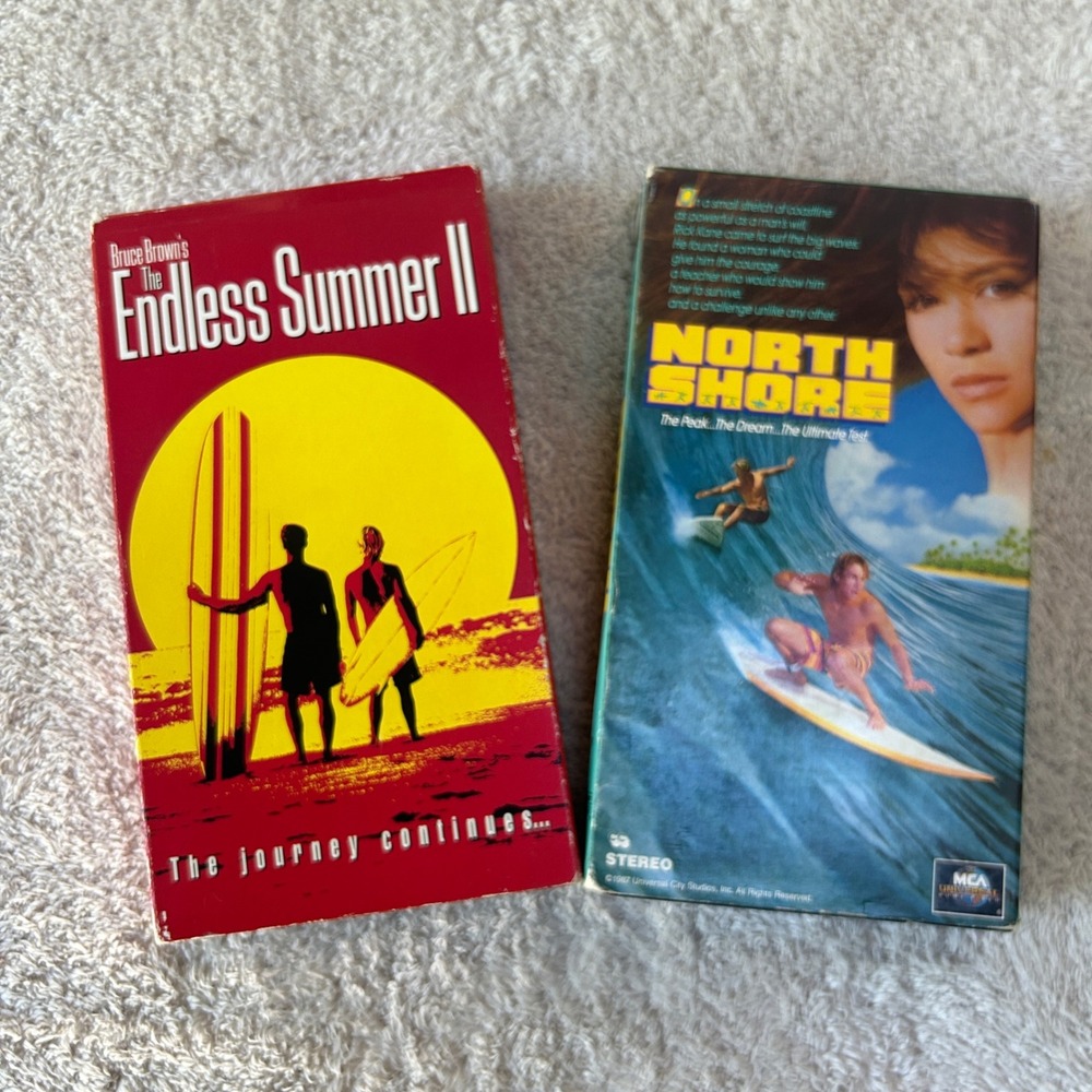 North Shore & The Endless Summer II VHS Surf Movie Bundle 1987 1994 Vintage